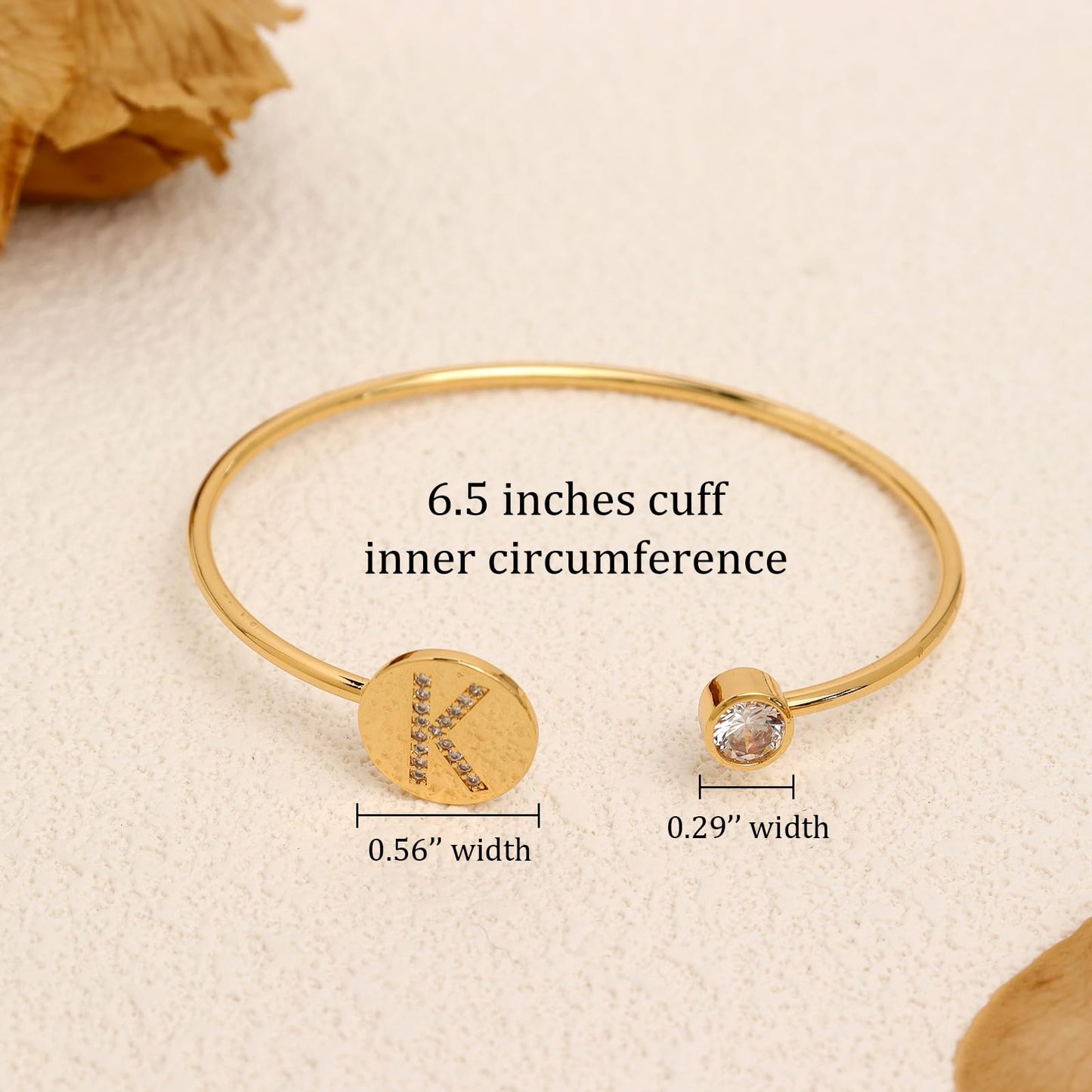 Agriajun Trendy Gold Plated Initial K Cuff Bangle Bracelet for Women, Handmade Statement Cubic Zirconia Stackable Open Letter Bracelets Summer Fashion Jewelry Gift