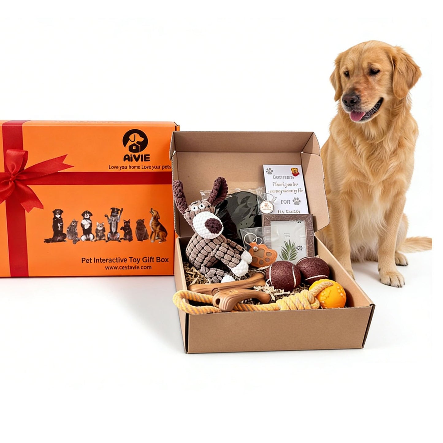 AiVIE Pet Gift Basket, 10 Piece Dog Gift Box, for Welcome New Puppy Gift Basket and Pet Essentials for New Owners