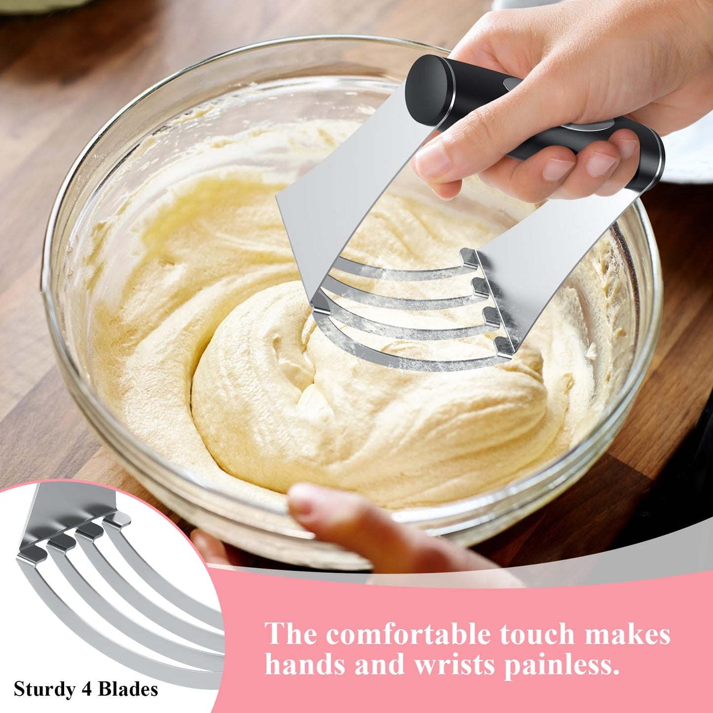 Frapkom Biscuit Cutter Set, Dough Blender, Pastry Cutter, Biscuit Cutter, Dough Cutter,Pastry Cutter Set, Round Sifter,Baking Dough Tools for Cooking Cookies (3 Pcs/Set)