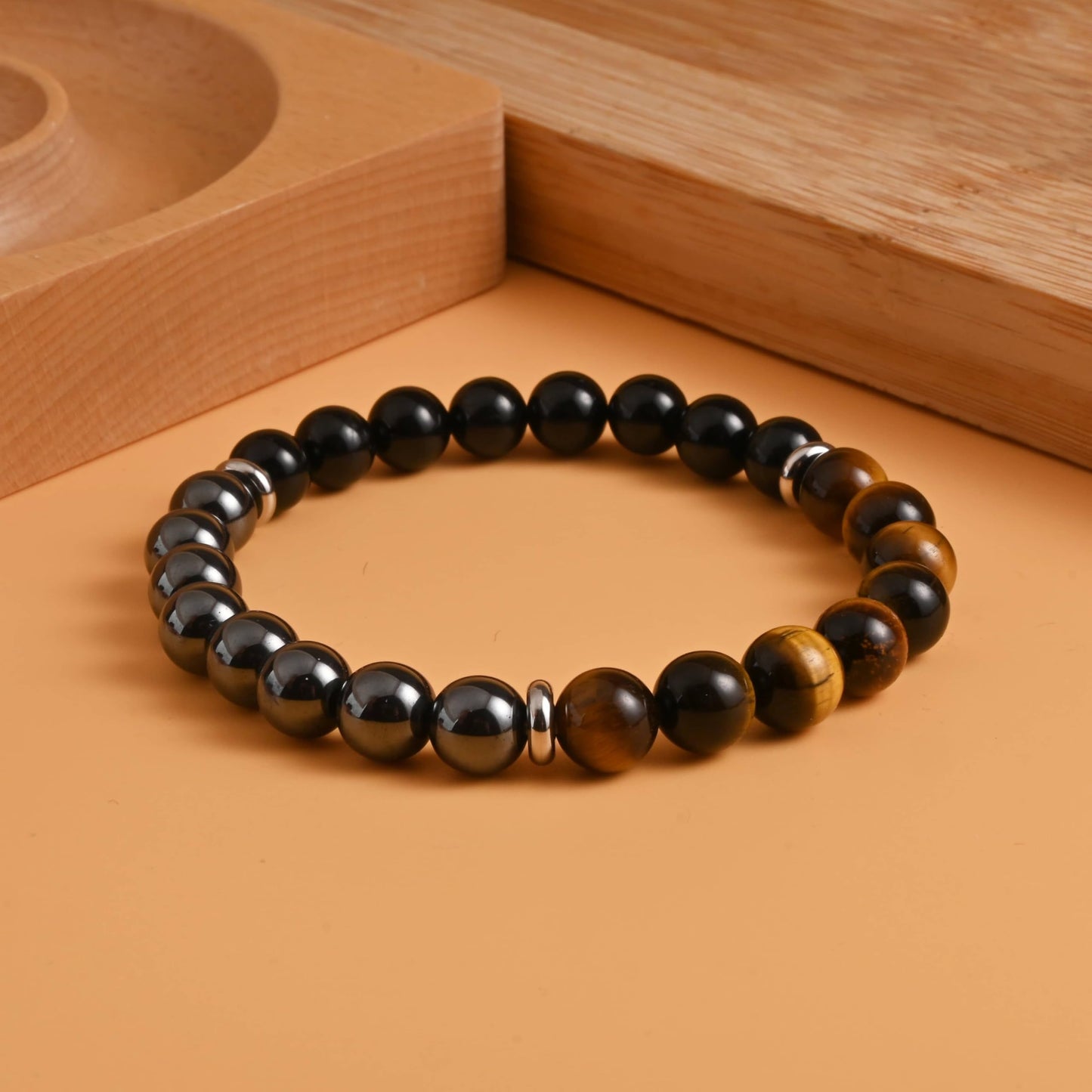 Gracayfr Tiger Eye Black Tourmaline Bracelet Anxiety Relief Healing Crystal Spiritual Natural Stone Beaded Empath Protection Gemstone Stretch Hematite Yellow