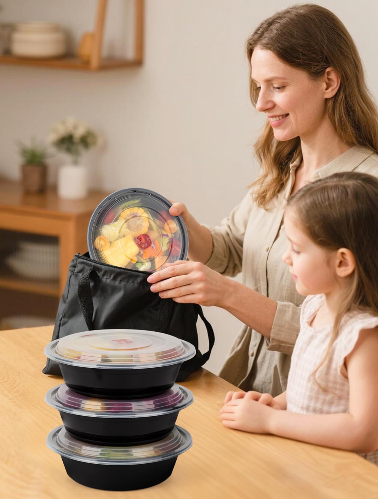 UMT Plastar 32 oz Round Meal Prep Bowls with Lids, 50 Pack BPA-Free To Go Food Containers, Microwave Freezer Dishwasher Safe, Round Food Storage Containers for Meal Prep Takeout