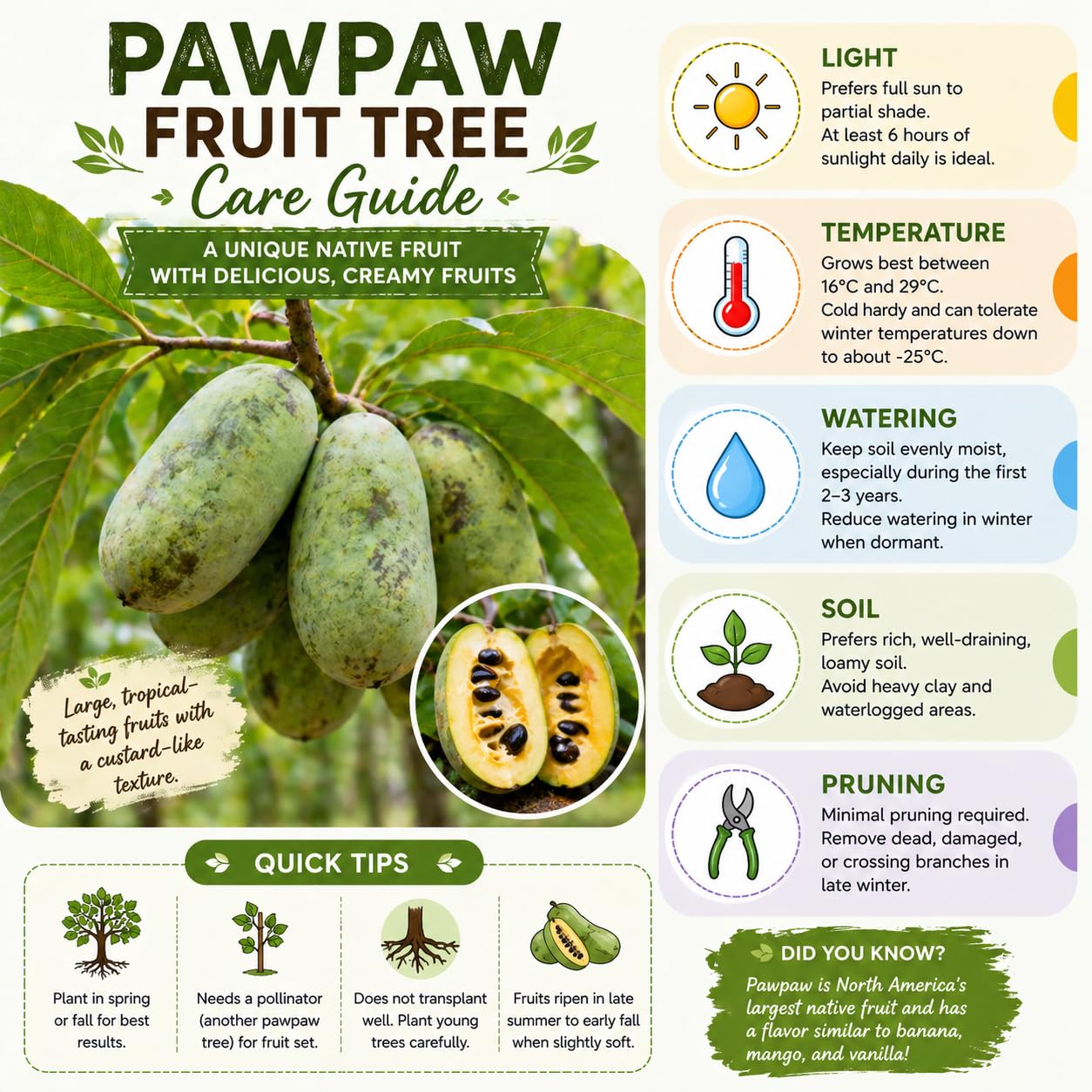 Paw Paw Tree Live Plant 6–12″ Tall, Hardy Paw Paw Plant, Sweet Pawpaw Tree for Outdoor or Container Growing