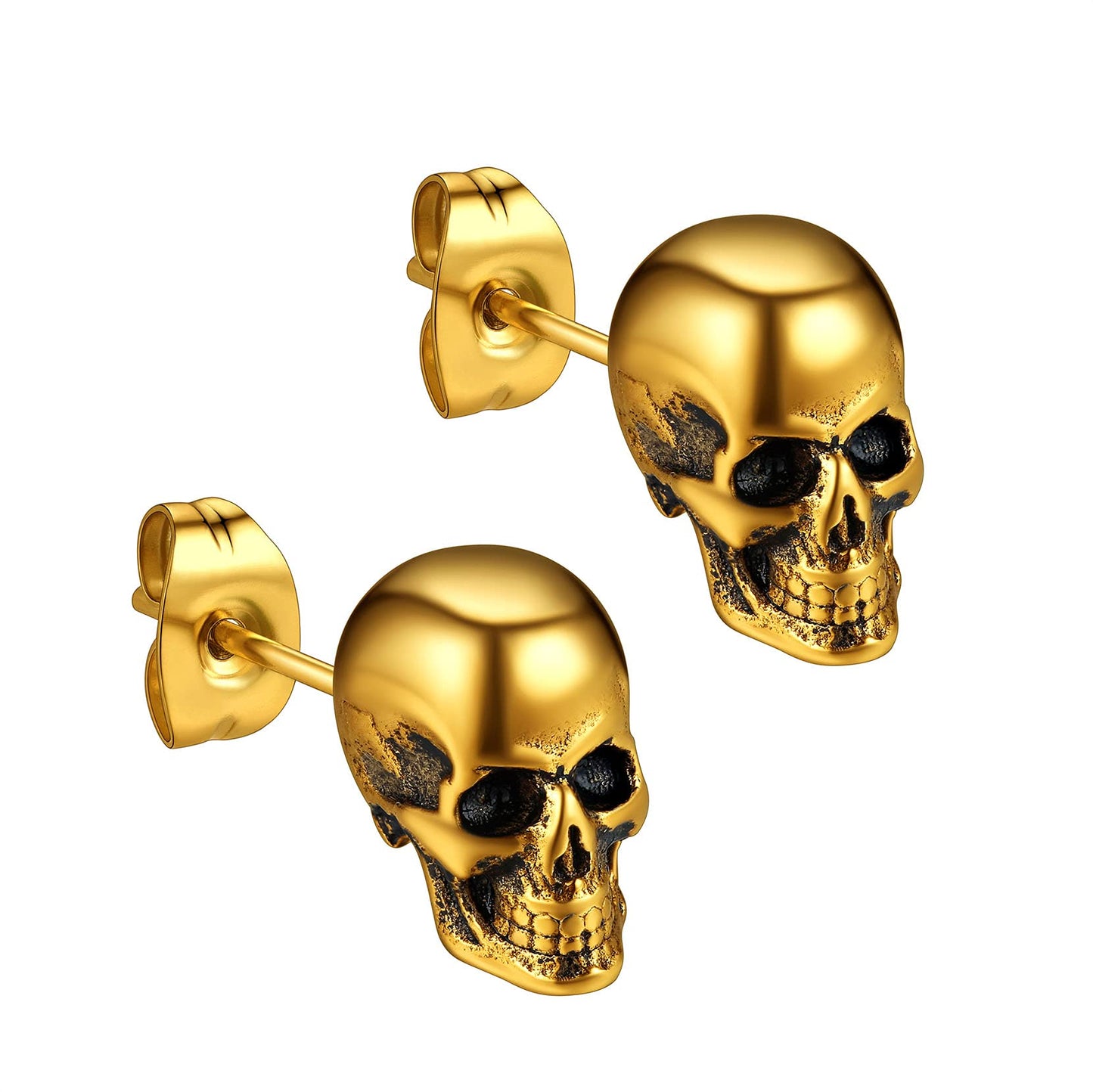 Punk Skull Stud Earrings for Men Rock Ear Piercing Earrings Gothic Halloween Jewelry