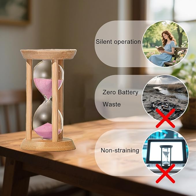 Sand Timer 30 Minute,Small Hourglass 30 Min,Wooden Frame Sandglass Timer,Sand Clock,Mini Sand Watch for Toothbrush Timer,Baking,Game,Pink