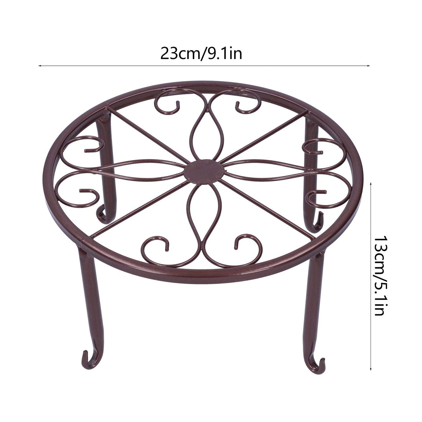 AQFNEB 2PCS Plant Stand Flower Pot Holder, Wrought Iron Plant Rack with 4 - Point Stable Base, Bronze Indoor Outdoor Planter Shelf for Living Room Balcony Office Decor