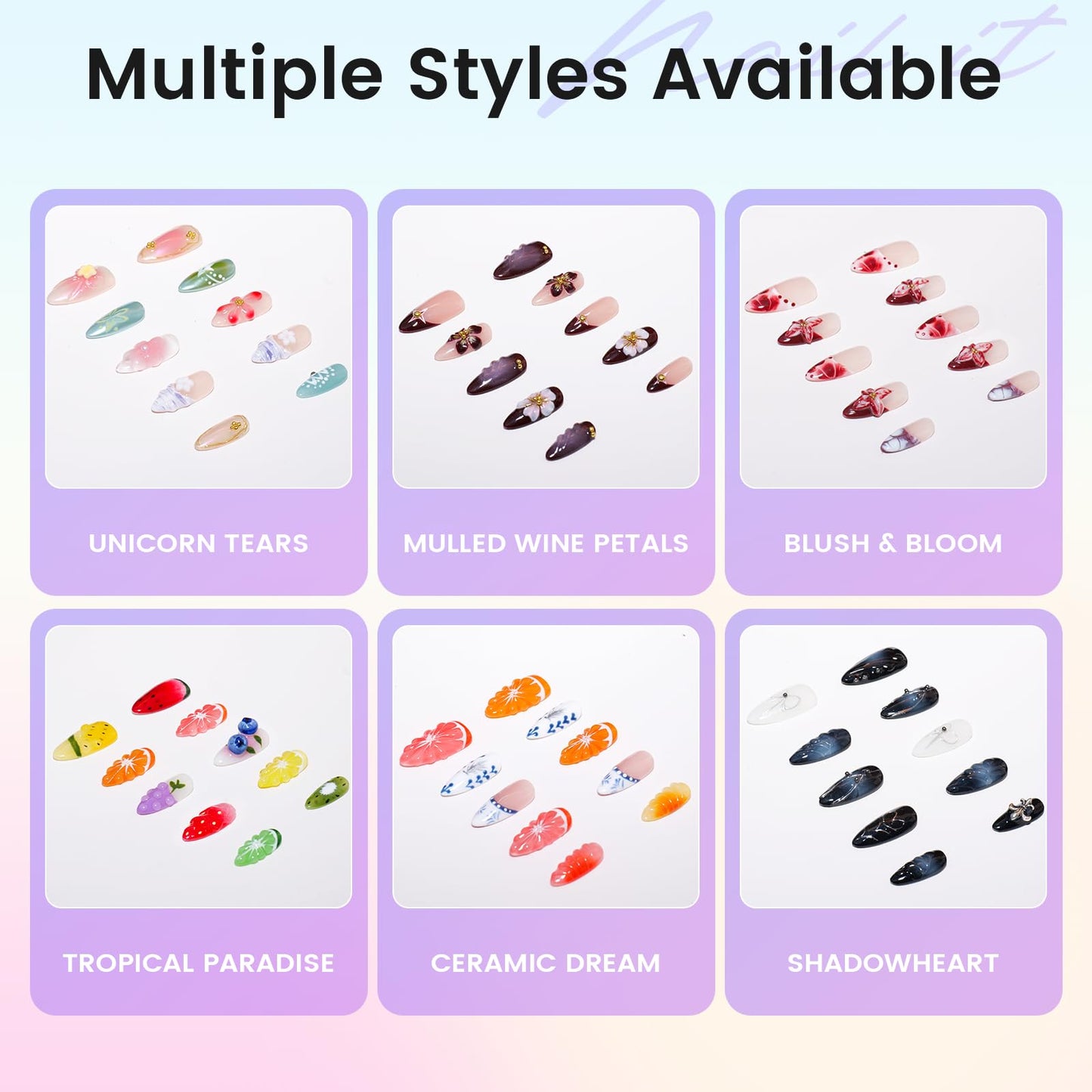 BENGONG'S NAILS Press on False Nails - Size XS, Handcrafted Medium-Length Almond Shape, Reusable Fake Finger Nails, Multiple Styles Available
