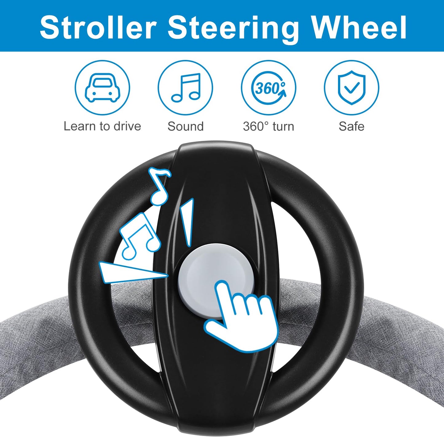 Accmor Stroller Steering Wheel Toy, Simulated Steering Wheel for Stroller Shopping Carts Cart Universal Detachable Pretend Driving Funny Toy Attachment