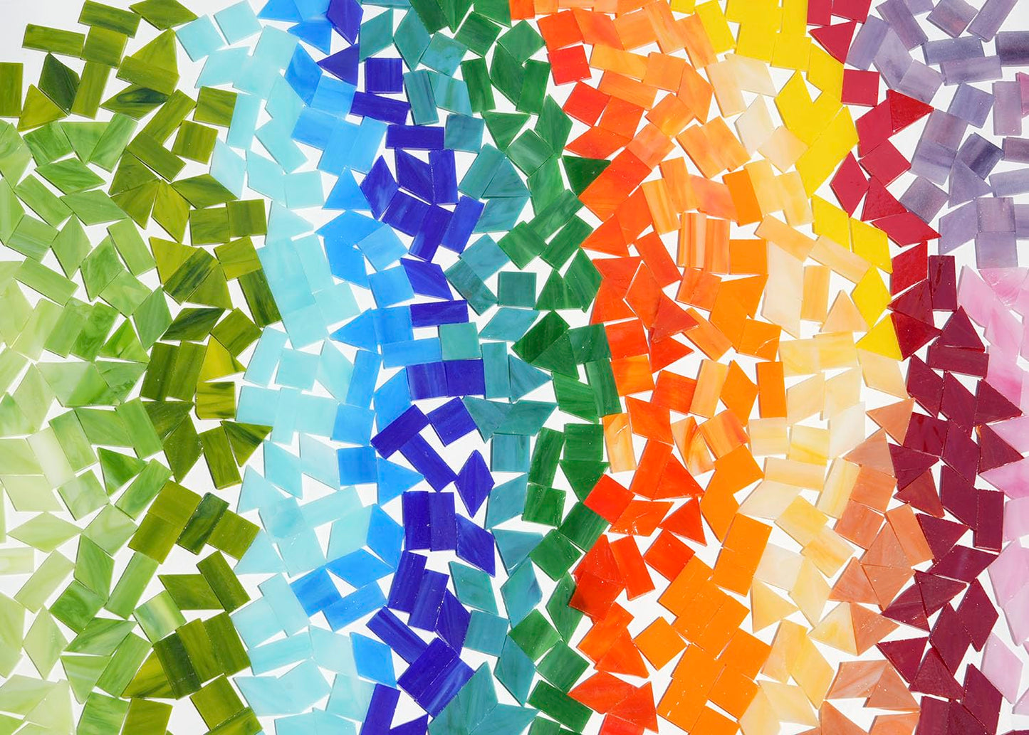 Lanyani Medium Size Glass Mosaic Tiles Pieces 1.3 Pounds Bulk, 400pcs Mixed Vibrant Color Stained Glass Pieces Tile for DIY Crafts Mosaic Making, Pre-Cut Tiles in 4 Shapes