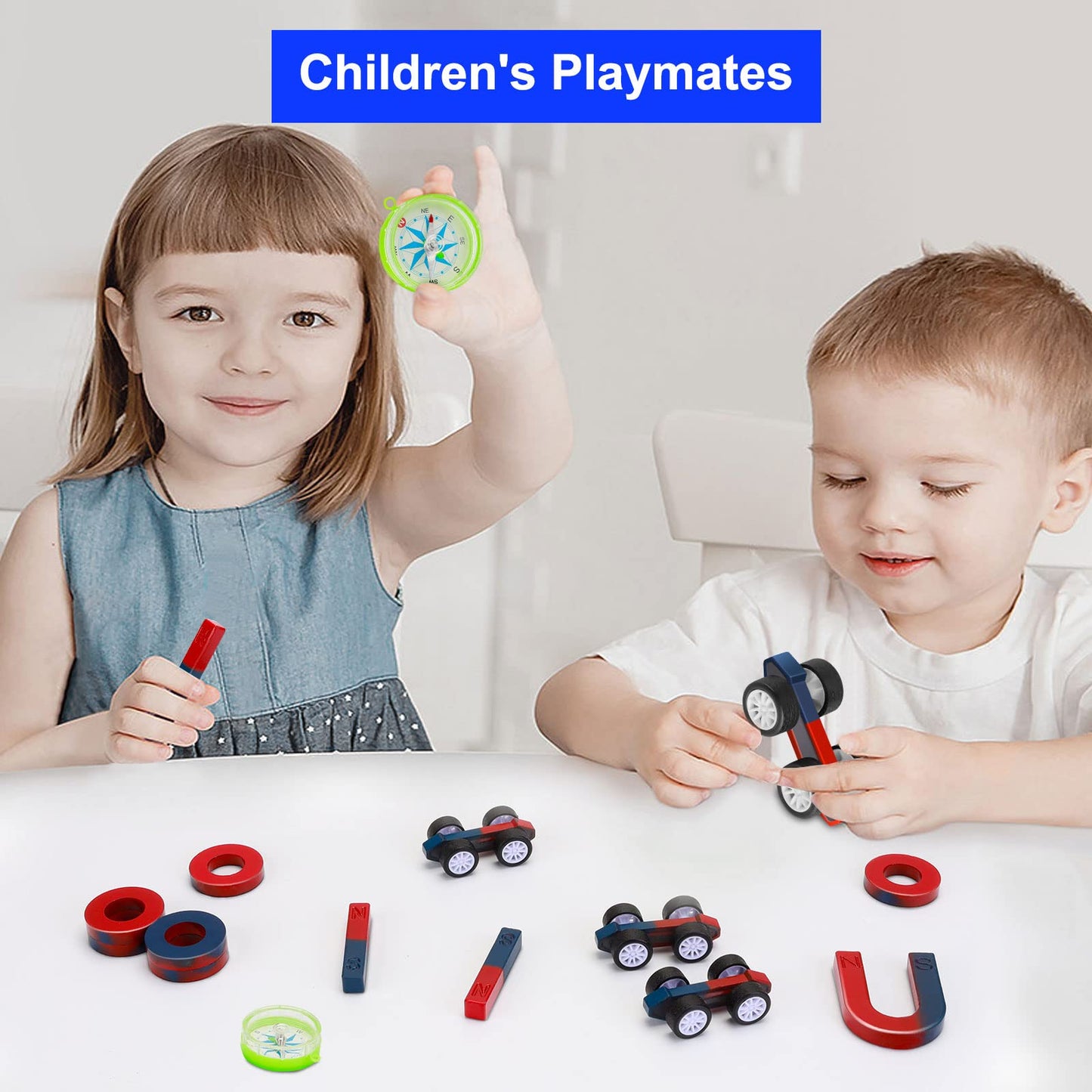 Science Magnet Kits for Kids: Educational Magnet Science Projects Experiment Tools Physics Lab Kits Includes Bar/Ring/Horseshoe/Compass/Iron Powder