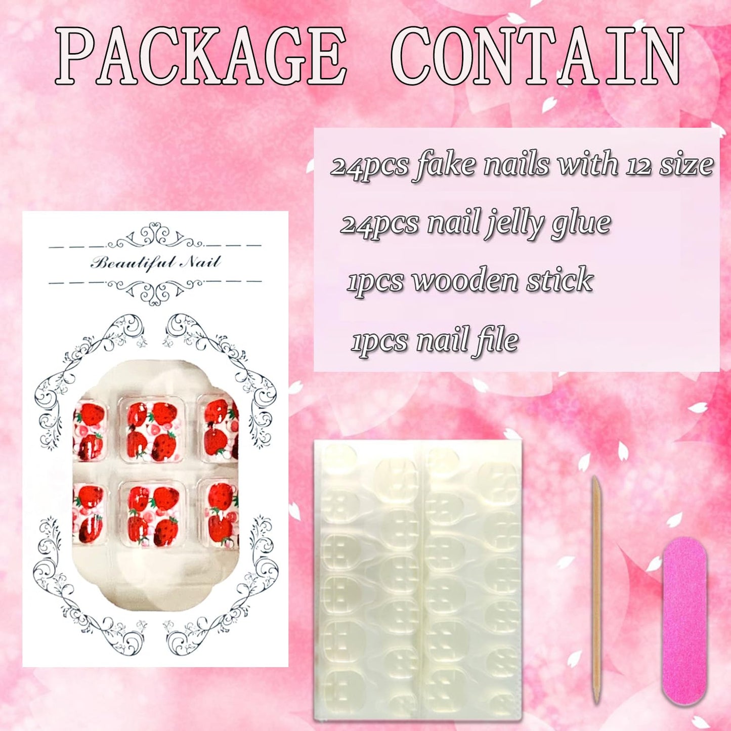 FIEONCIY Press on Toenails with Designs Acrylic Fake Nails for Toe Artificial False Nails with Charms Glue on Toe Nails for Spring Summer Stick on Toenails for Women Girls(JL004)