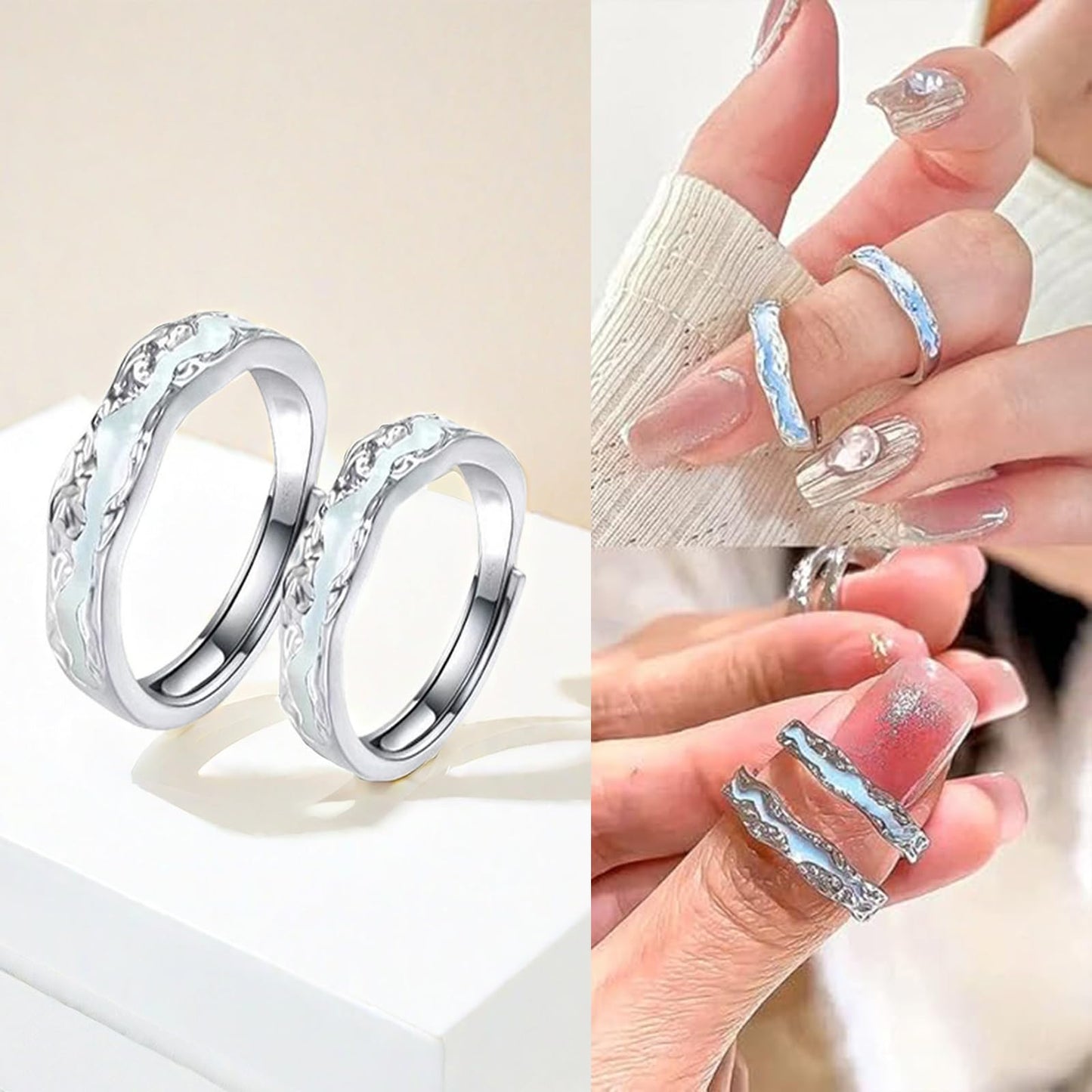DIOWUS Lymphatic Magtherapy Luminous Ring For Men Women, Titanium Ion Therapy Acupuncture Unclog Bloodstream Lymph Nodes Light Up Hope Adjustable Finger Ring Jewelry Gift For Couple (for Women)