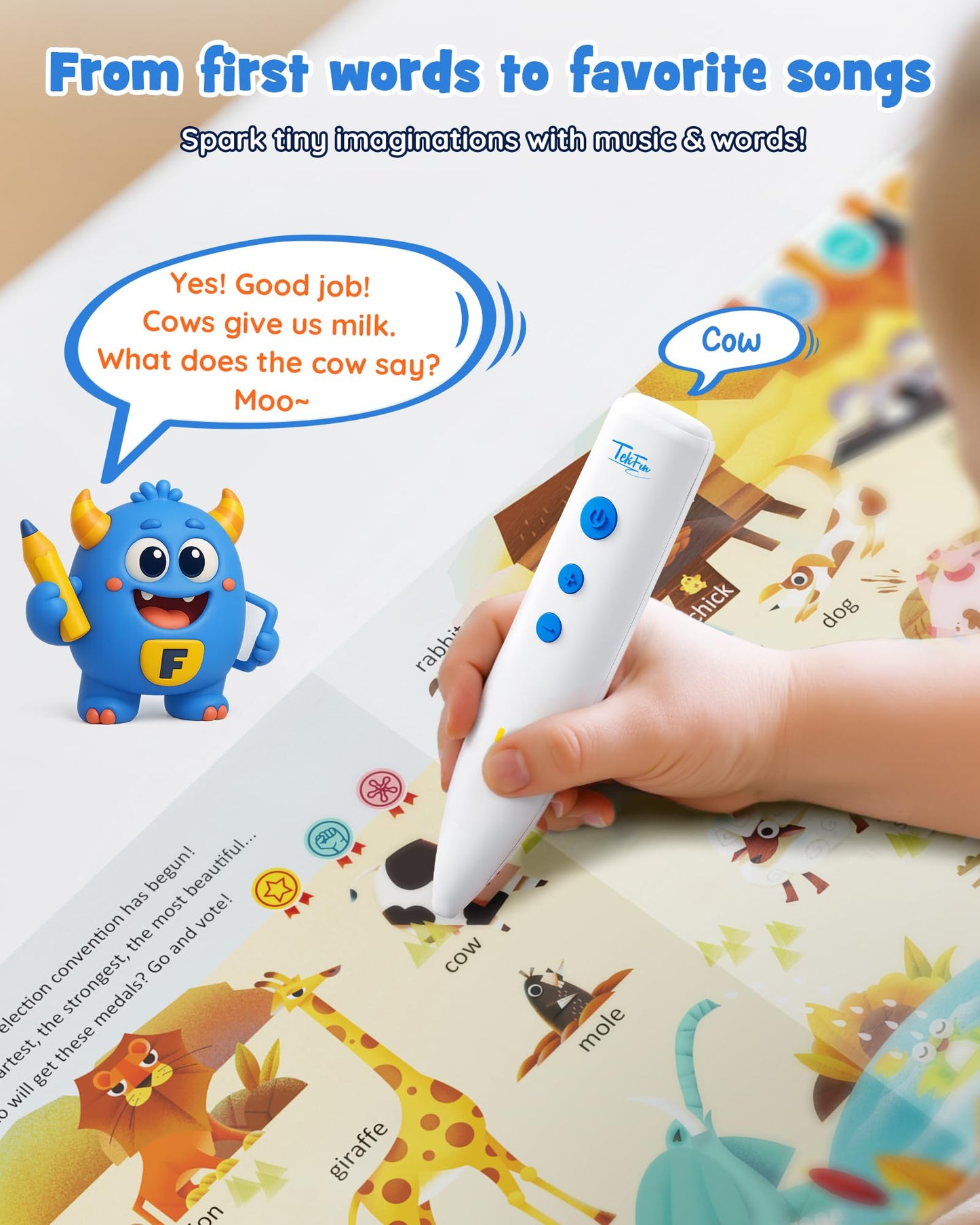 Musical Word Talking Pen Book Set, Interactive Audio Sound Books, Learning Education Toys, Early Educational Autism Therapy Birthdays for Toddlers Kids 1 2 3 4 5