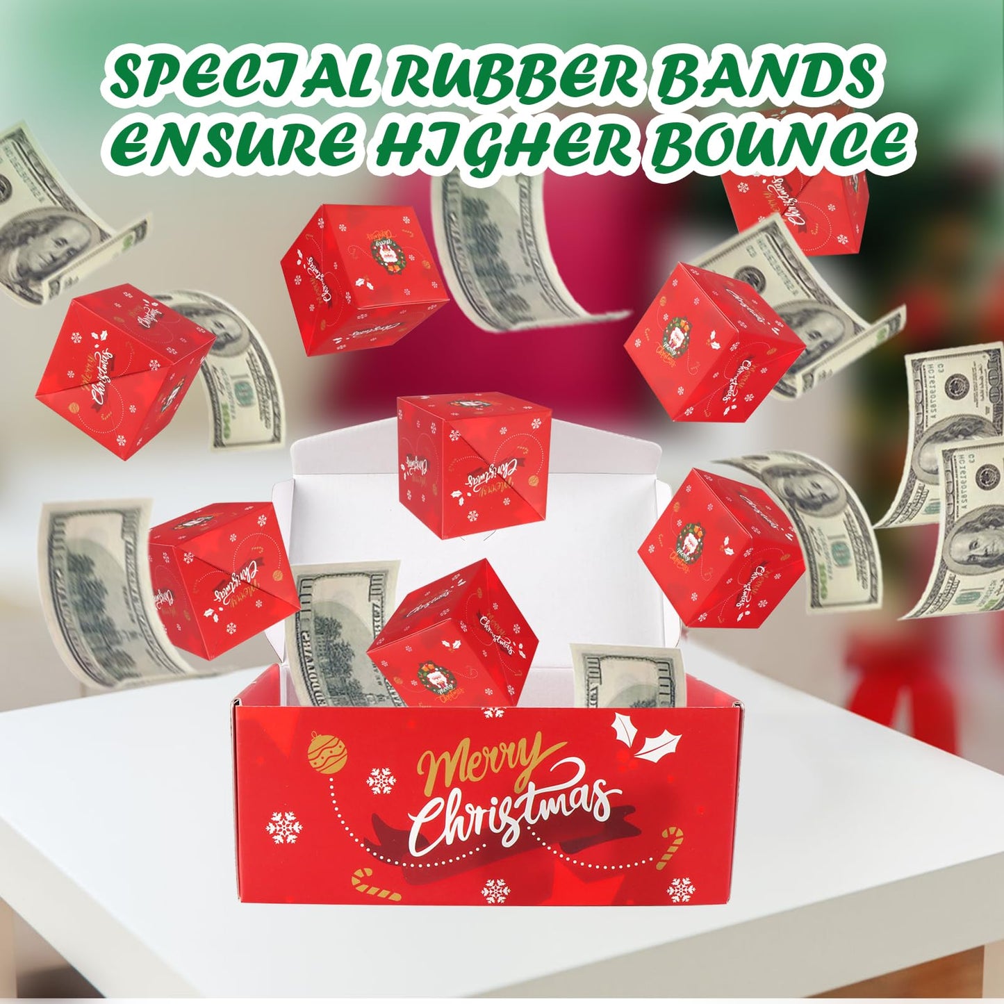 CSMGY Surprise Box Gift for Money, Christmas Surprise Gift Box Explosion, Folding Bouncing Gift Box for Christmas Birthday Anniversary, 12 Bounces Boxes (Red)