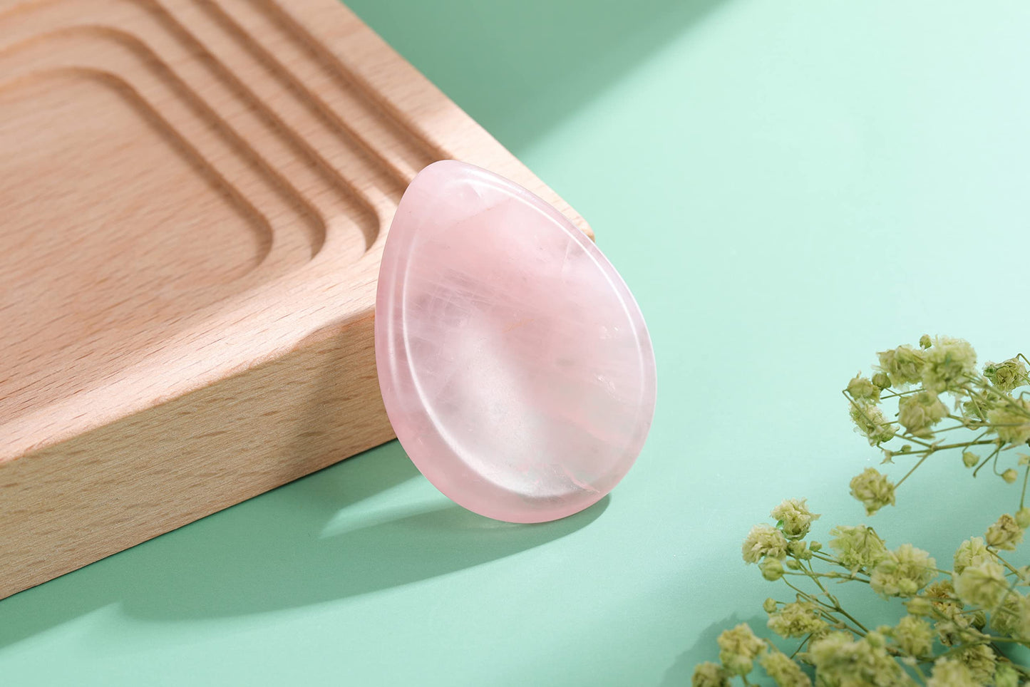CrystalTears Rose Quartz Crystal Worry Stone Thumble Polished Healing Crystals Pocket Palm Stone Thumb Worry Stones for Anxiety Stress Relief Crystal Therapy