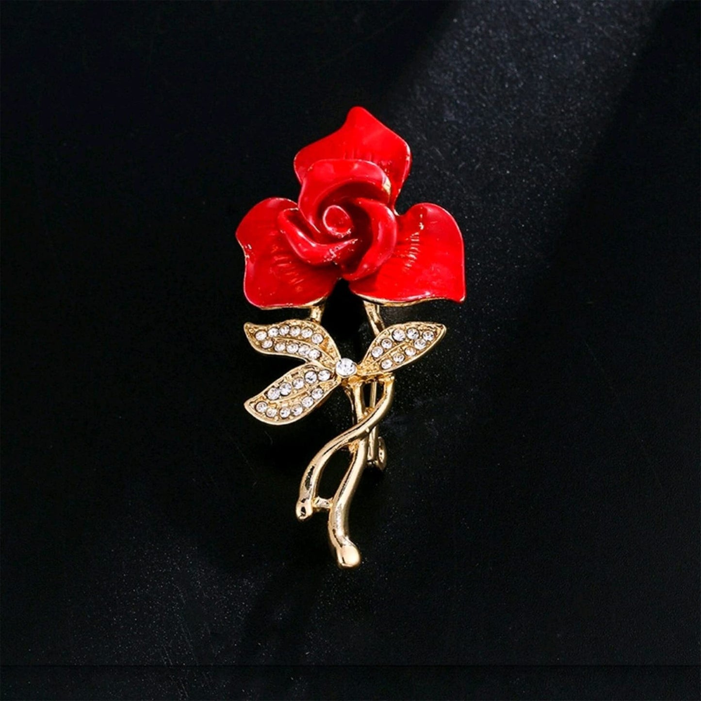 Seakuur Floral Elegant Red Rose Shape Brooch Pin for Women Mothers Day Accessory (D)