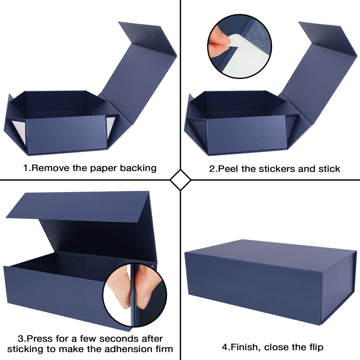 Aimyoo Navy Blue Magnetic Gift Boxes with Lids 13.8x9x4.3 in, Large Bridesmaid Groomsman Proposal Box, Rectangle Collapsible Box for Present Graduation Birthday Storage 5 Pack
