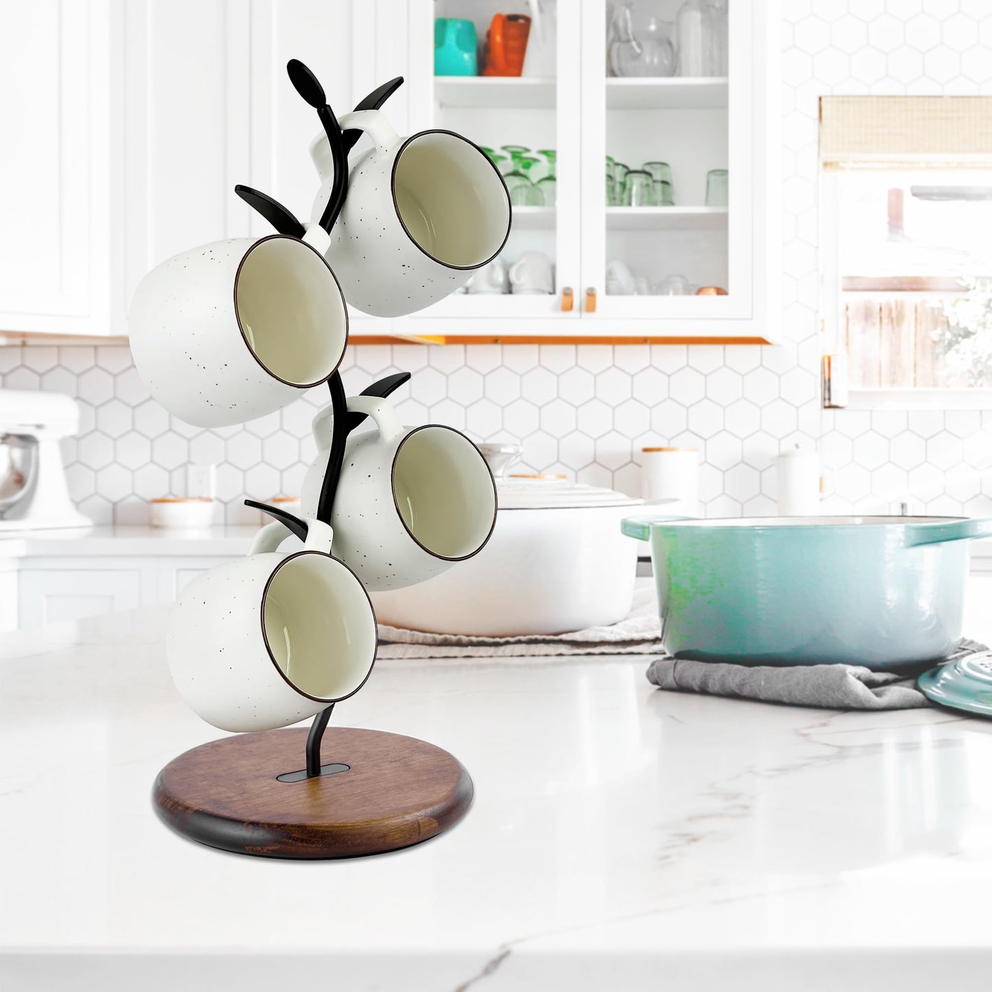 Bellglee Coffee Mug Tree, Mug Holder for Countertop, Cups Storage Rack, Mugs Stand for Coffee Bar Decor & Home Kitchen Organizer