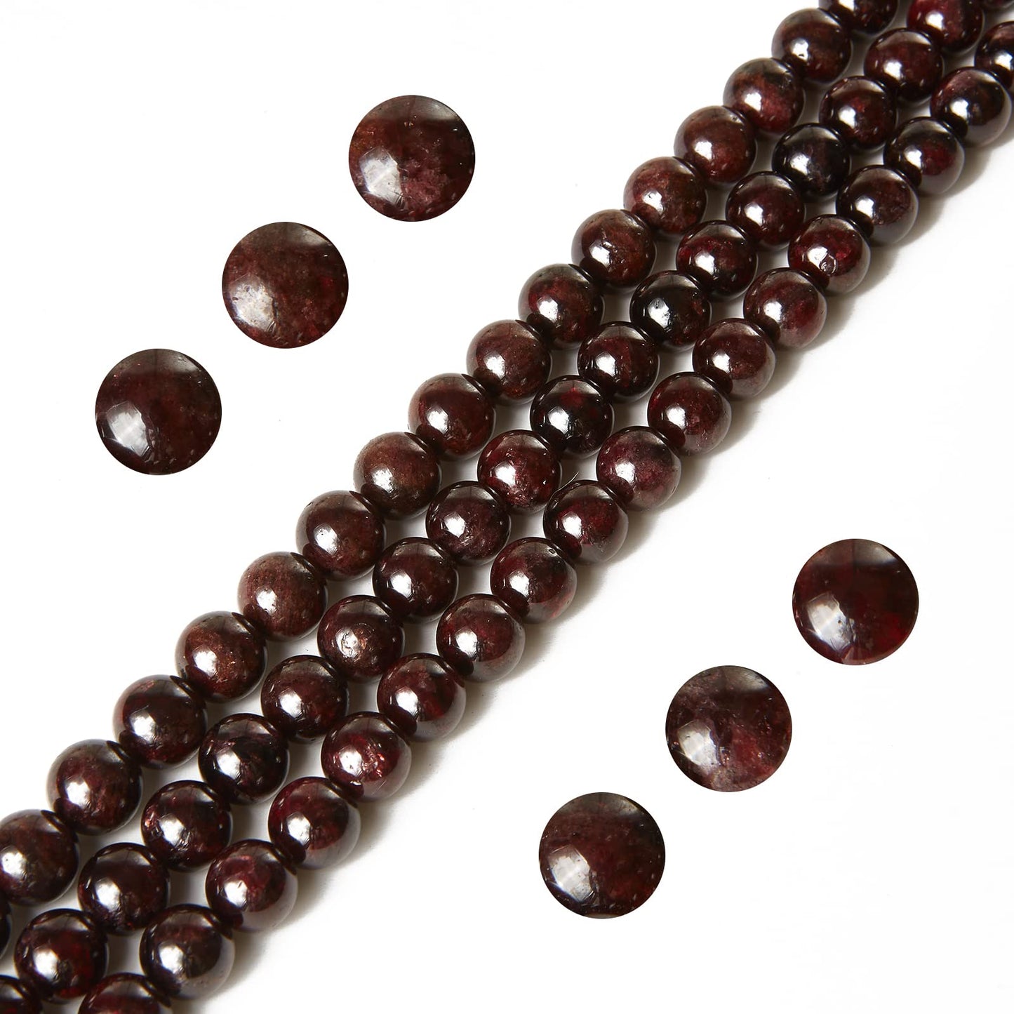 60pcs 6mm Garnet Beads Natural Gemstone Beads Round Loose Beads for Jewelry Making