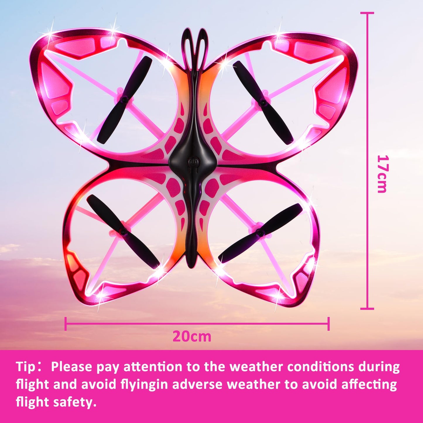 Authticar Mini Drone - RC Butterfly Drone for Beginners with Colorful Light, 3D Flip, Headless Mode, Altitude Hold, Remote Control Quadcopter Gift for Teens Adults