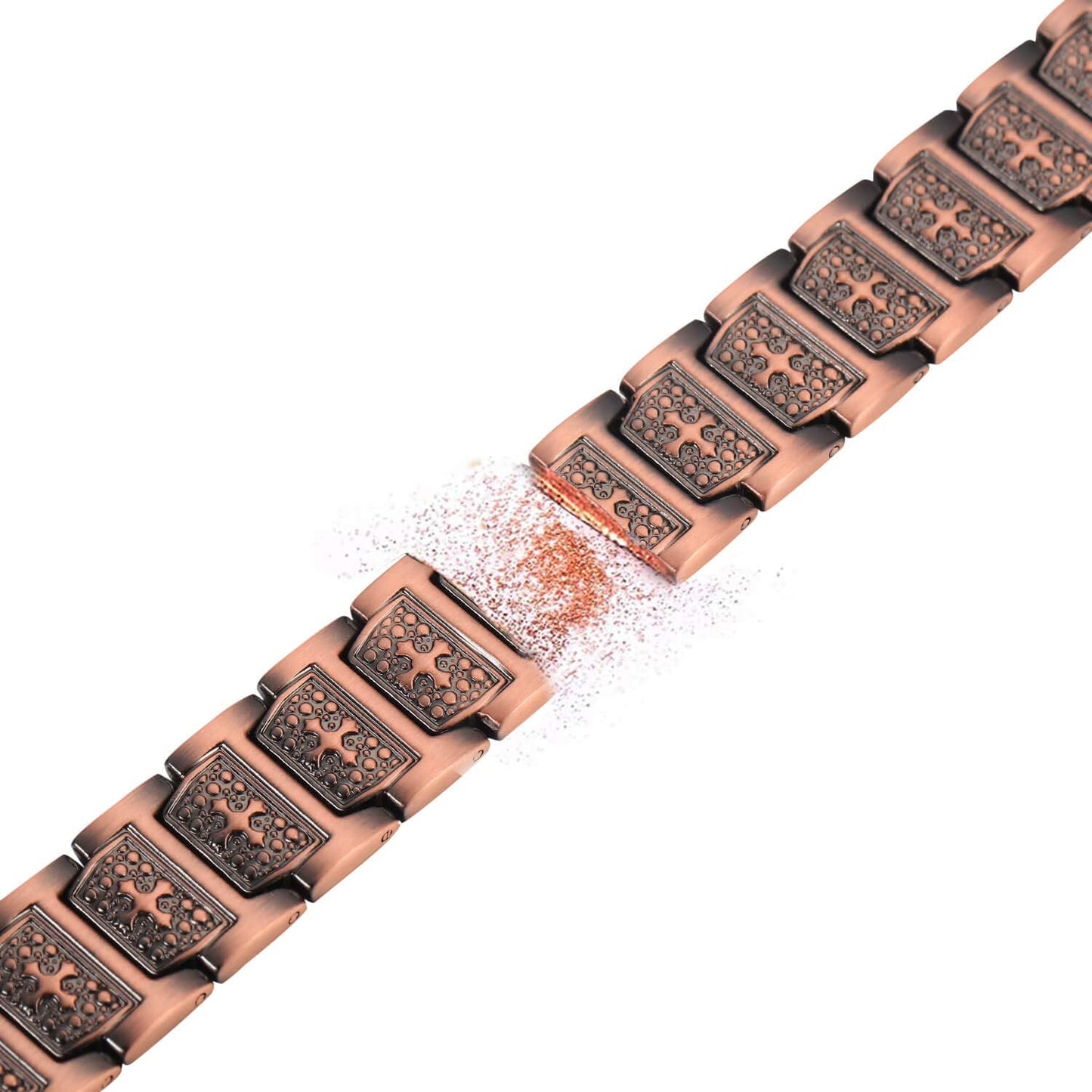 MagEnergy Copper Bracelet for Men, Cross Copper Magnetic Bracelet with Ultra Strength Magnets, Adjustable Link Jewelry Box Gift (Sizing Tool)
