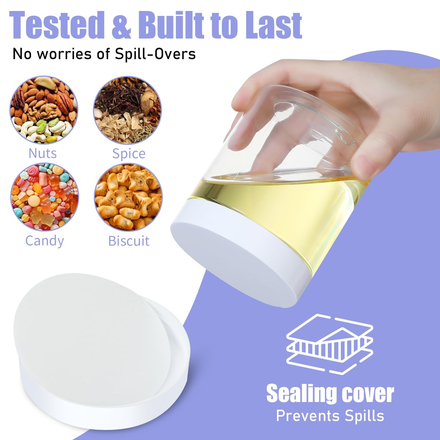 Plastic Jars with Lids,Airtight Container Ideal For Dry Food, Honey Jam, Peanut Butter,Cosmetics, Cream, Bathroom and Storage Included Extra Label and A Pen (30 PCS White Lids)