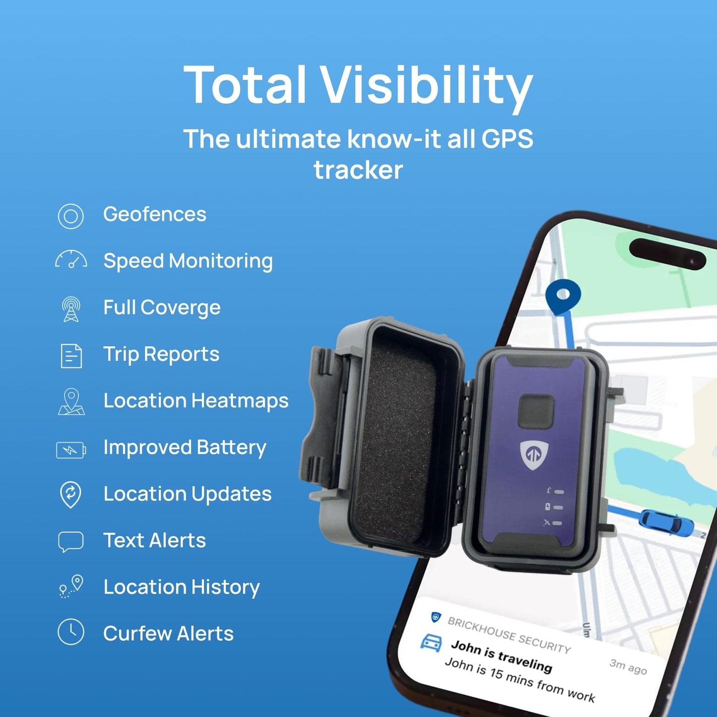 Brickhouse Car Trackers for Your Vehicle - Spark Nano 7 GPS Tracker with Magnetic Waterproof Case - Hidden Real-Time 4G LTE Vehicle Finder - GPS Tracking Device for Cars & More - Subscription Required