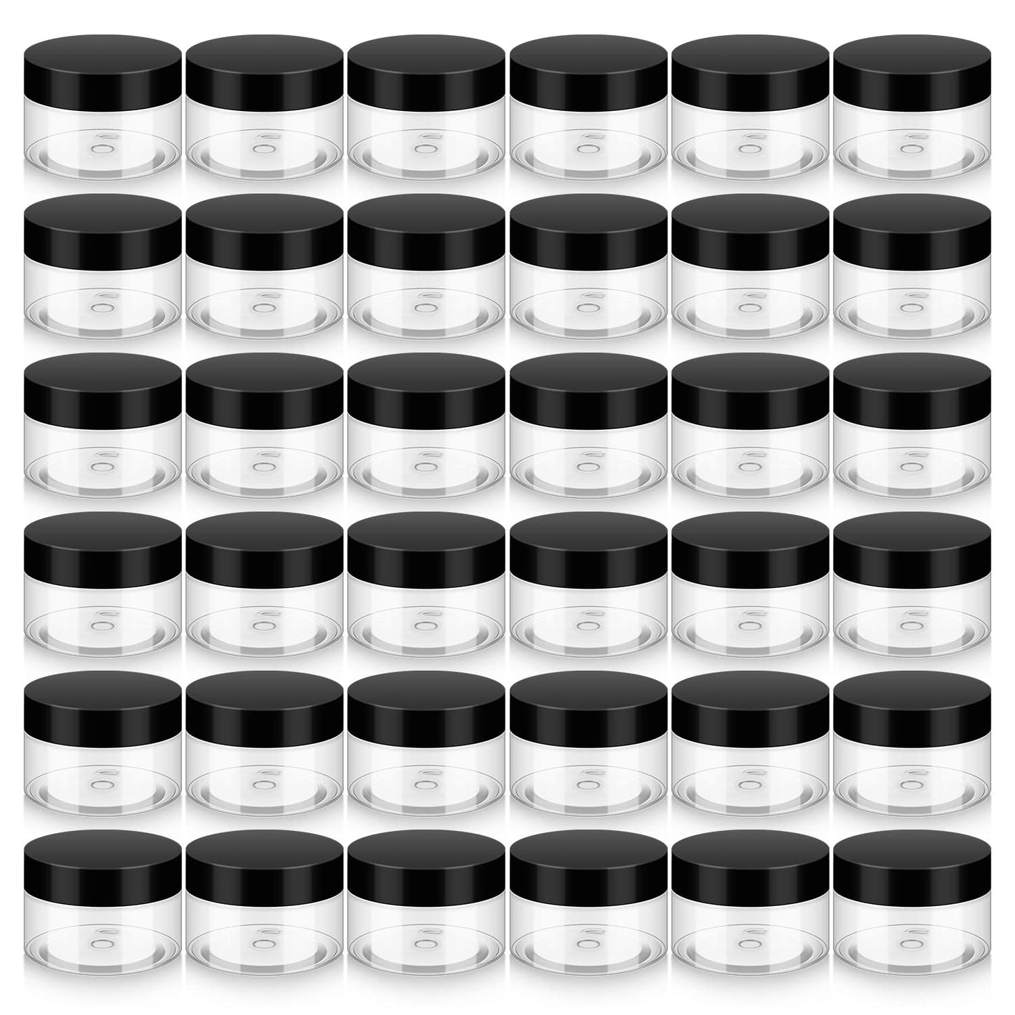 Loretoy 36 Pack 1 OZ Plastic Jars with Lids, BPA Free, Reusable, Refillable Transparent Cosmetic Containers for Bath Salts, Cosmetics, Powders, Beauty Product and Small Accessories