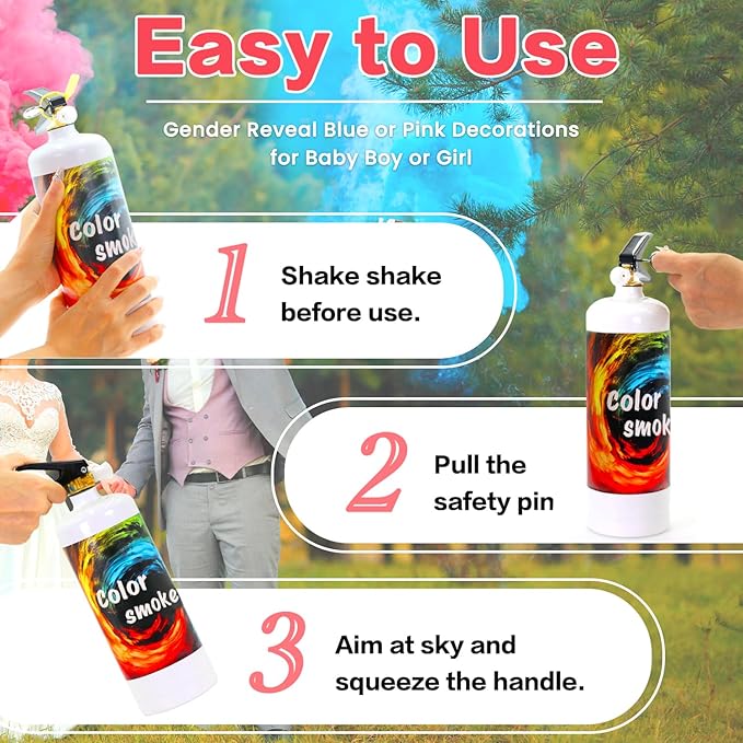 Gender Reveal Fire Extinguisher Large Gender Reveal Smoke 2 Pack Blue or Pink Powder for Gender Reveal Party Ideas Colored Smoke for Gender Reveal Boy or Girl Fire Extinguishers Baby Gender Reveal