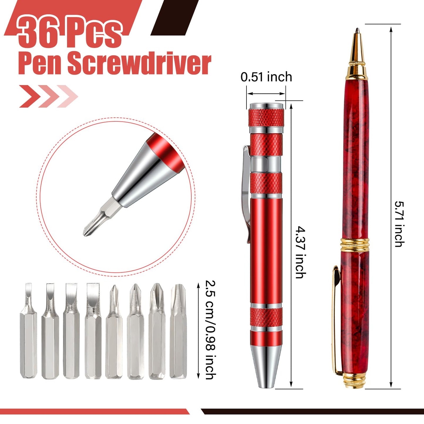 Mudder Pen Screwdriver Gifts Multitool Handy Tool 8 in 1 Magnetic Pocket Screwdriver Precision Function for Mini Gadgets(12 Pieces)