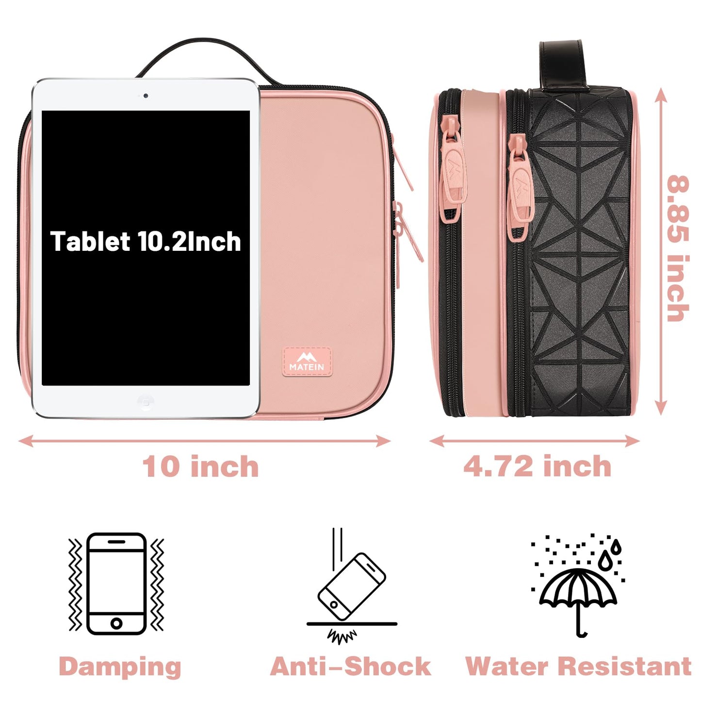 MATEIN Cord Organizer Case with Adjustable Divider, DJ Cable File Bag for DJ Gear, Sound Instrument and Music Equipment Accessories, Shockproof Portable Double Layer Cord Bags, Pink