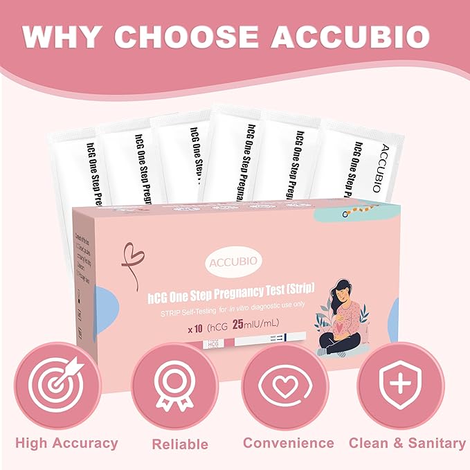Pregnancy Test Strips with Urine Cups, hCG Detection Home Pregnancy Test, Sensitive & Over 99% Accurate, 10 Count Individually Wrapped, Rapid Prenancy Tests Kit 5mm Wider 25mIU/mL
