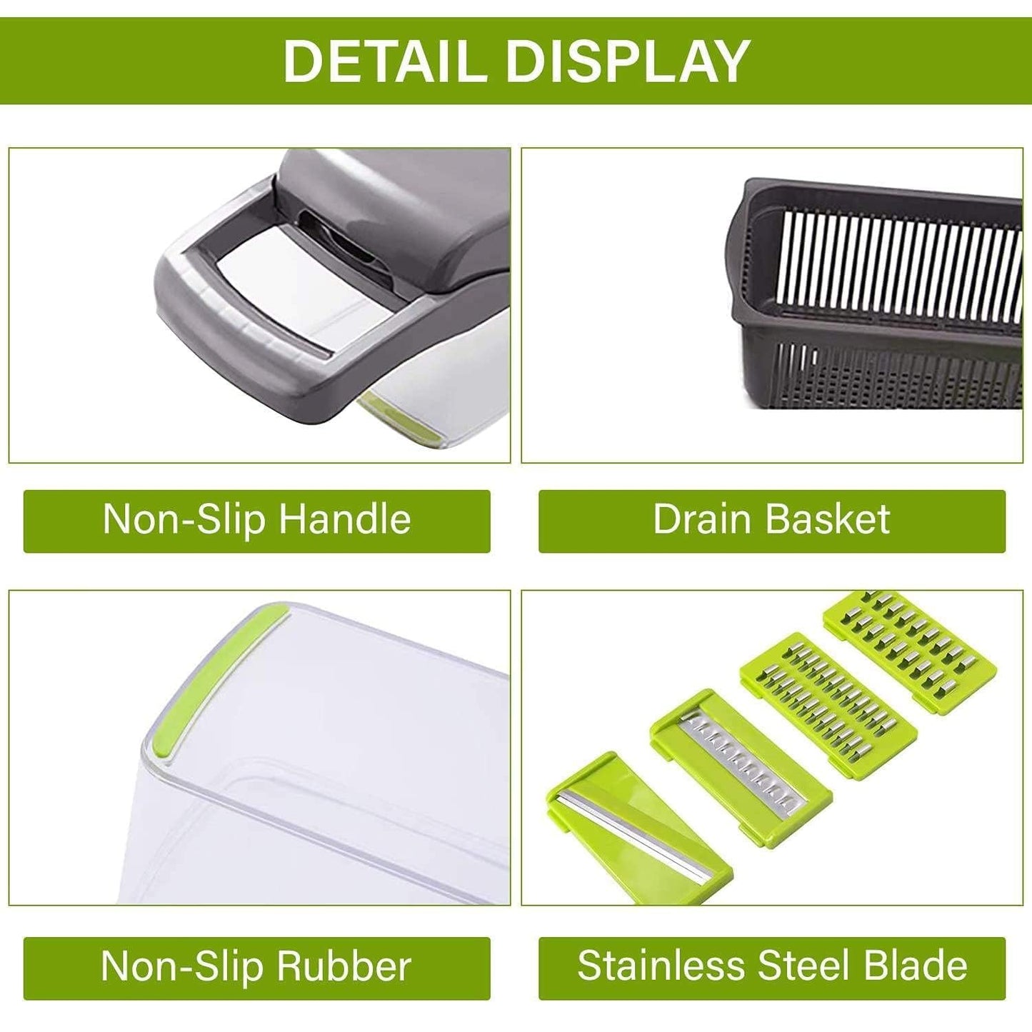 Multi-Function 12-in-1 Vegetable Chopper Cutter - Spiralizer and Slicer with Storage Container, Onion Chopper and Onion Mincer, Cutter, Egg, Veggie Chopper, Cheese Grater, Strawberry Slicer