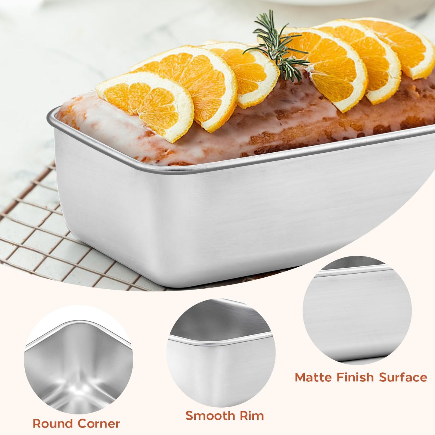 Onader Bread Loaf Pans Set of 8, 9 x 5 Inch Stainless Steel Deep Meatloaf Pan for Baking