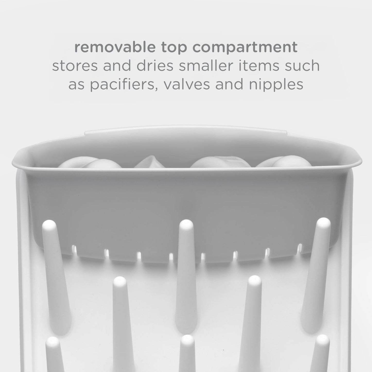 Ubbi Vertical Baby Bottle Drying Rack, Space Saving Countertop Drying Rack Baby Organizer, Gray