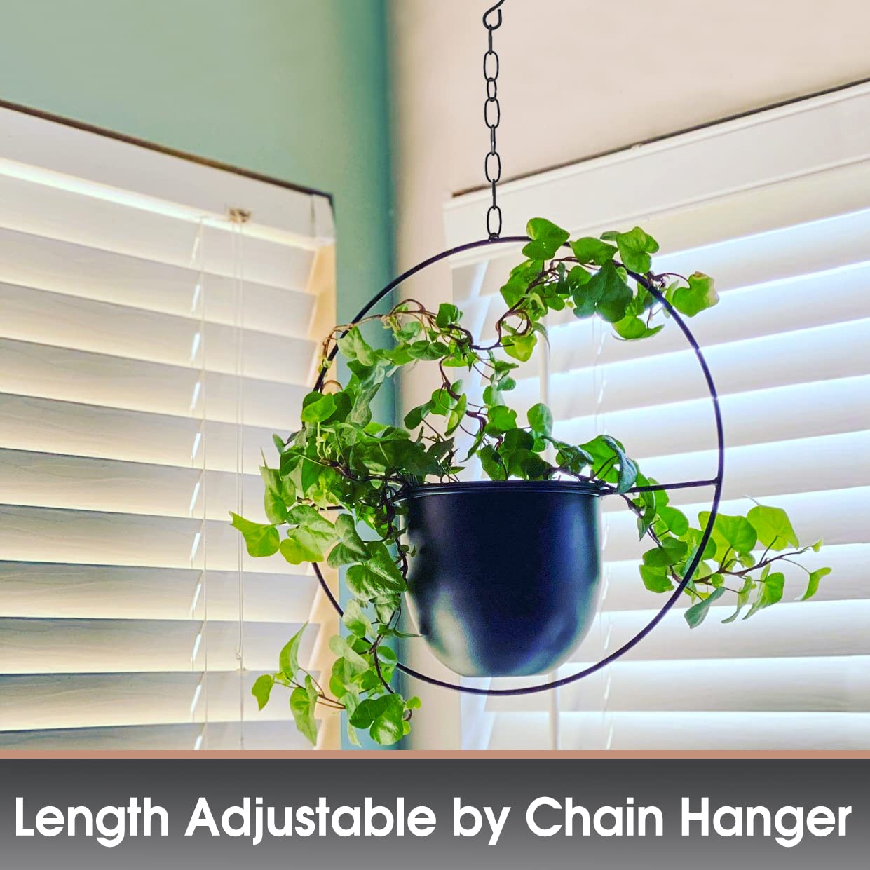 Shineloha 2 Pack Hanging Planters for Indoor Plants with 5.5" Pot + Ceiling Hook + Extender Chain | Hanging Plant Holder, Metal Minimalist Planter, NO Plant incld