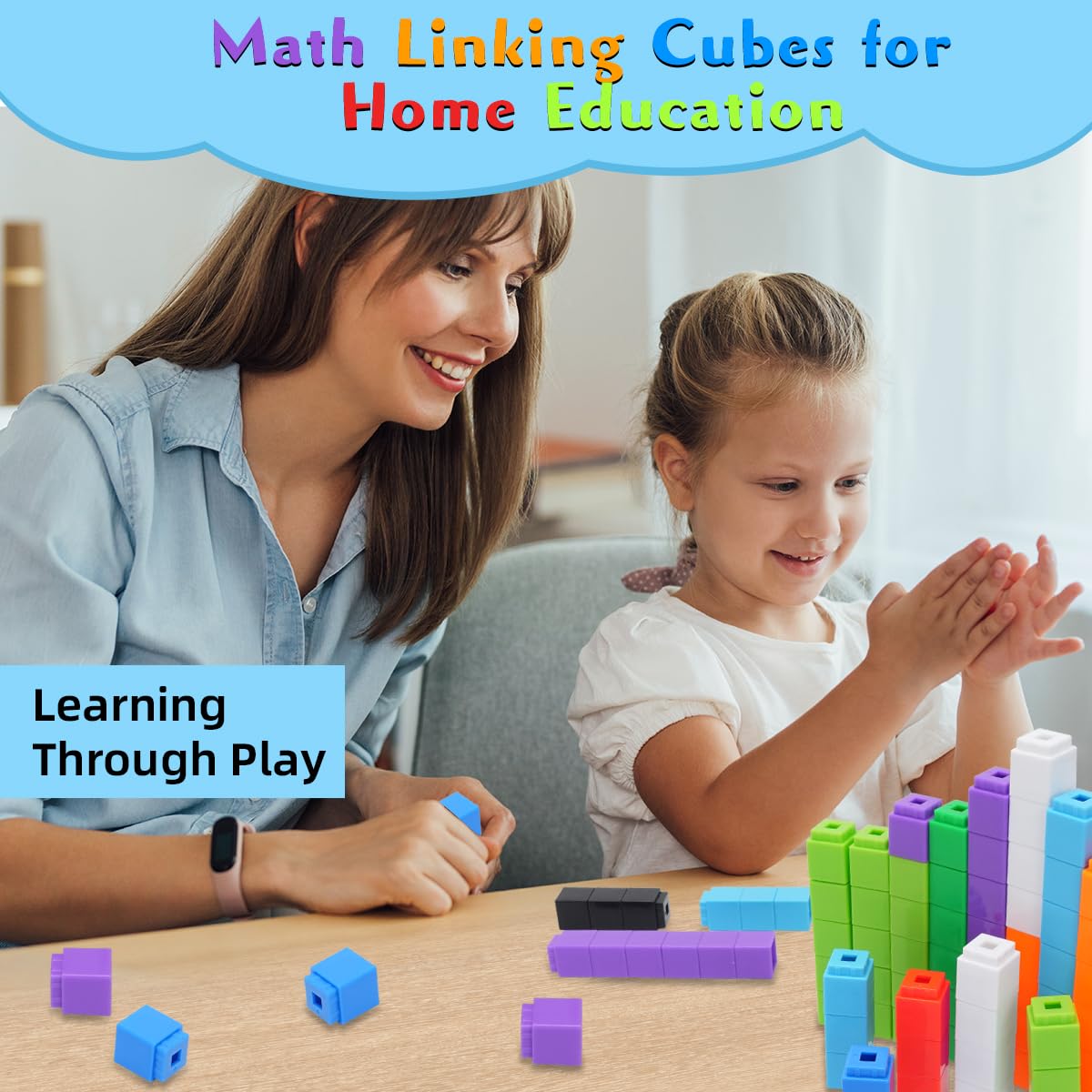 QUYSK 1000 Pcs Math Linking Cubes for Classroom, Kids Counting Blocks for Math STEM Connecting Cubes Math Manipulatives Linking Building Blocks for Spatial Intelligence, Counting,and Creativity