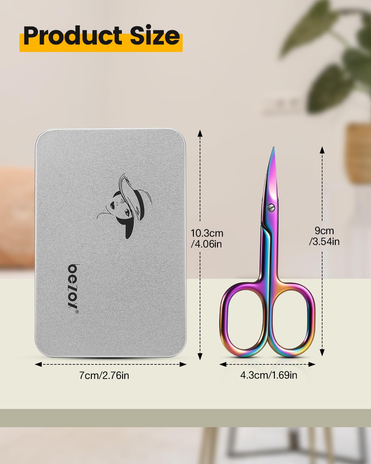 BEZOX Curved Nail Scissors – Fingernail Toenail Scissor for Women, Small Manicure Scissors for Thick Nails, Ultra-Sharp Curved Blades for Precision Grooming - Rainbow