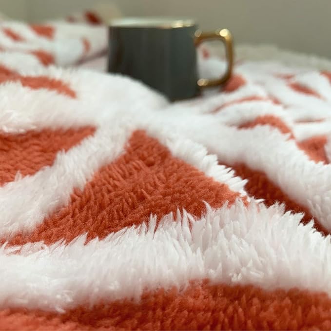 LOMAO Sherpa Fleece Blanket Fuzzy Soft Throw Blanket Dual Sided Blanket for Couch Sofa Bed (Coral, 60''x80'')