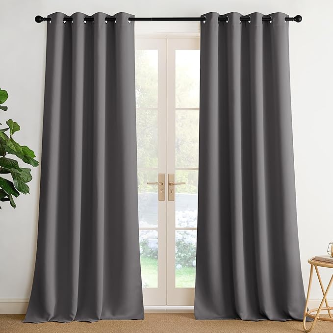 NICETOWN Room Darkening Draperies Curtains Panels, 2 Panels Grey W52 x L96