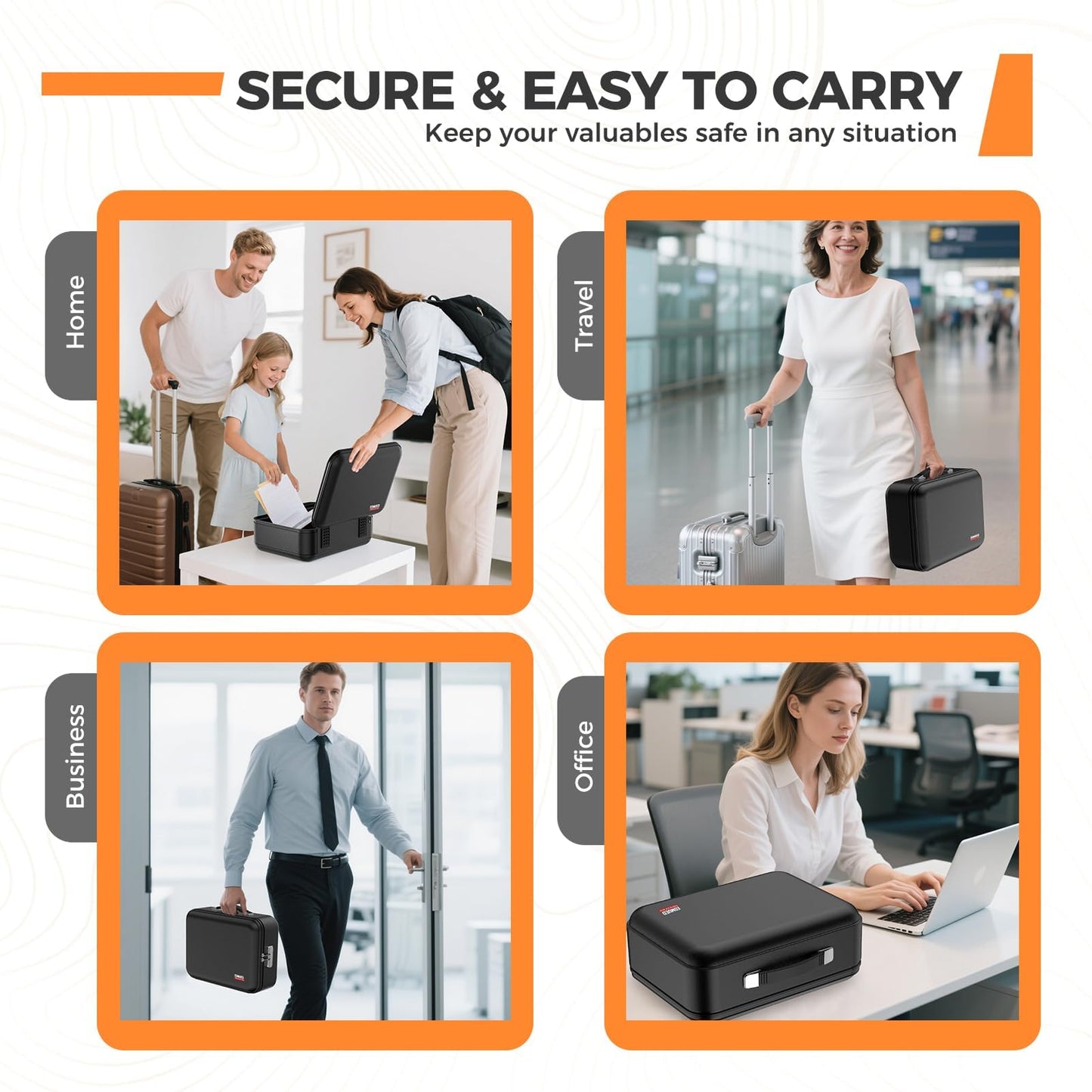 EDMUED Fireproof Document Box with Combination Lock, Fireproof Water Resistant Hard Case Safe Box for Important Documents Certificates Laptop Passports