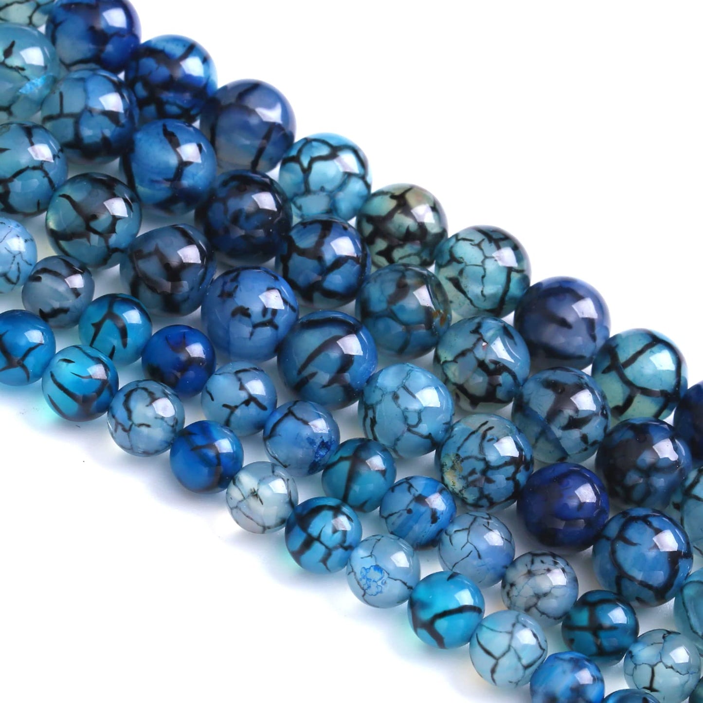 6MM 60PCS Natural Stone Blue Dragon Vein Agate Loose Beads for Jewelry Making DIY Bracelet Necklace
