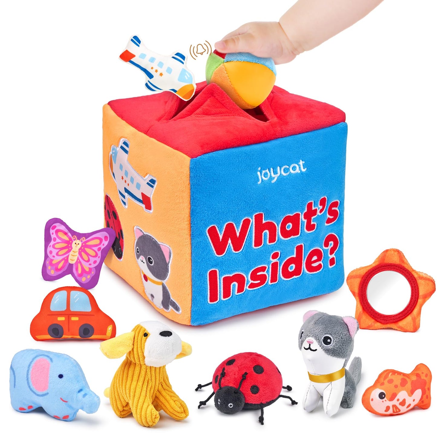 JoyCat Baby Toys - Mystery Soft Box with 10 Sensory Objects + Silicone Alphabet Magnetic Letters, 26 Uppercase ABC Fridge Magnets for Toddlers & Kids