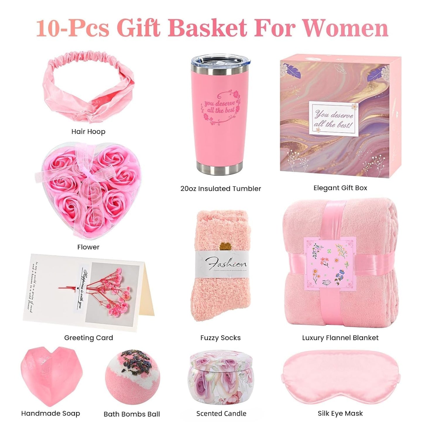 Gifts For Women,Birthday Presents,Birthday Gift Sets,Get Well Gift Baskets,Self-Care Gift Sets Featuring Blankets,Mug, Scented Candle,Soothing Spa Care Sets—Heartwarming Gift Exclusively For Women