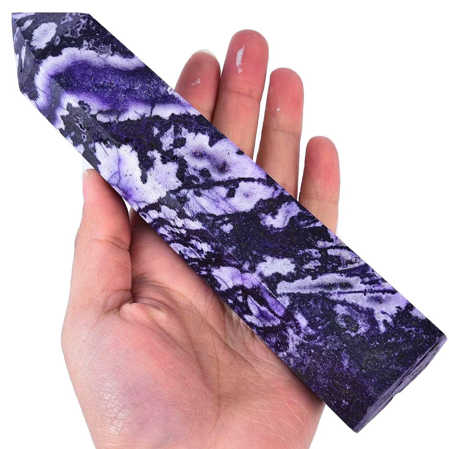 Purple Moss Agate Stone Tower Obelisk Healing Crystal Rock Point Wand Reiki Healing Gifts 1.1-1.7 LBS