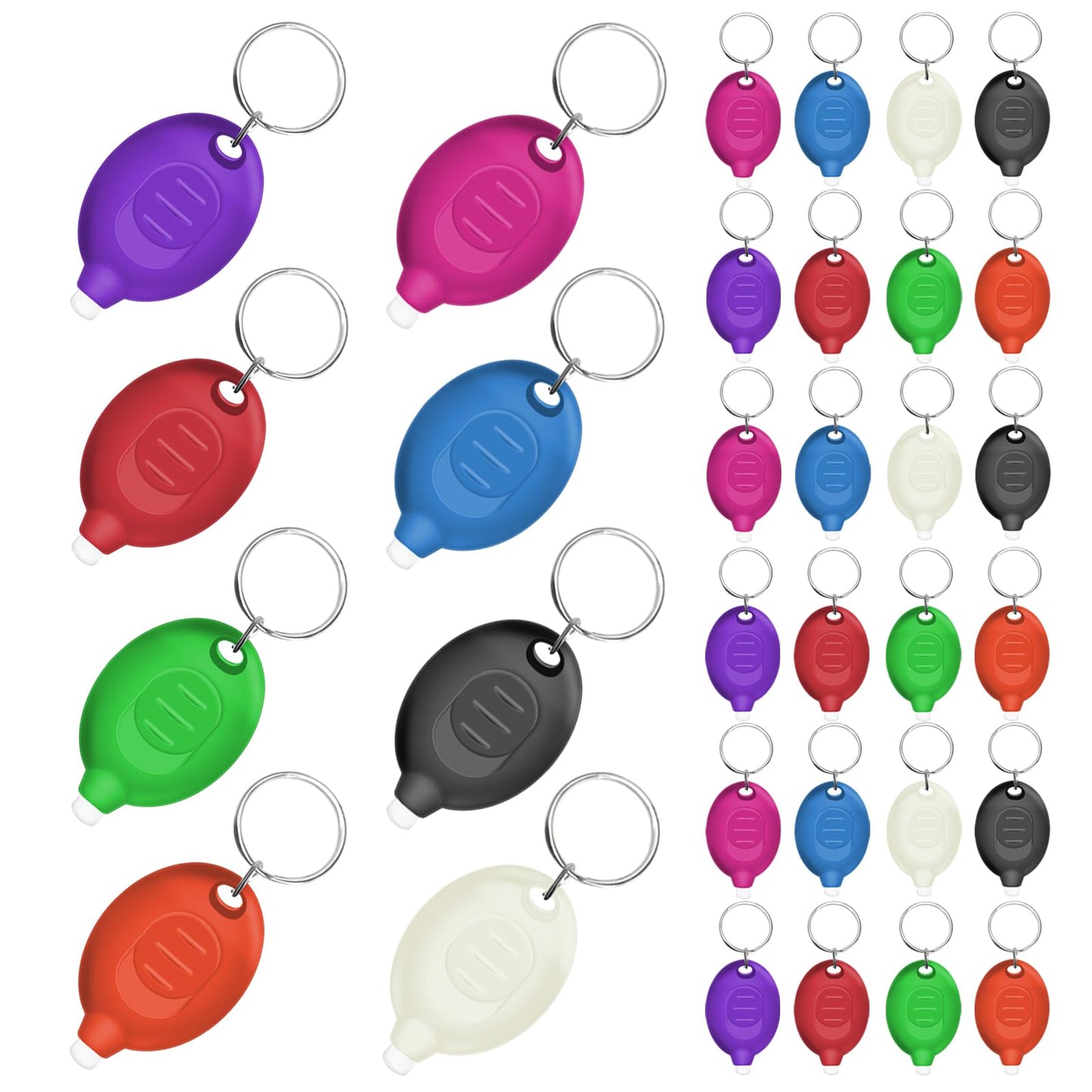 Daemson Mini LED Keychain Flashlight, Ultra Bright Tiny Flashlight, Small Keychain Flashlight White Light, Micro Pocket Key Ring LED Flashlight for Emergency Lighting - Multicolor Shell (32PCS)