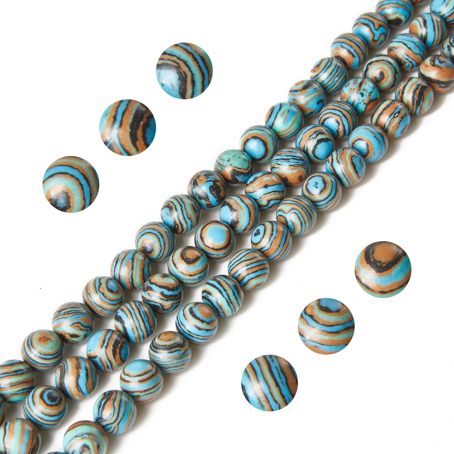 60pcs 6mm Blue Malachite Beads Natural Gemstone Beads Round Loose Beads for Jewelry Making