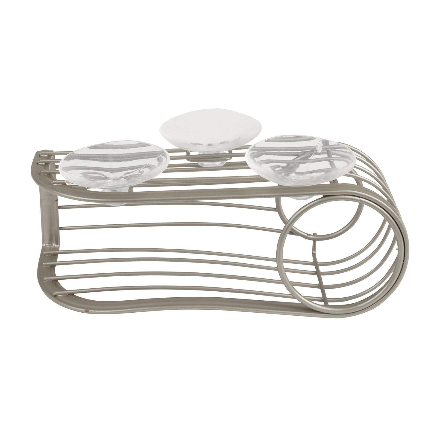 Spectrum Sink Sponge and Brush Holder with Suction Cups Ashley 2 in 1 Sink Caddy Satin Nickel, No Rust Easy Mount Suction Cup Kitchen Sink Sponge and Brush Holder Wire Cradle Promotes Quick Drying