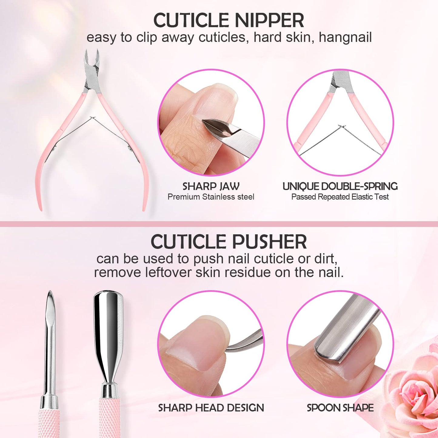 Makartt Cuticle Nail Drill Bit Safety Tungsten Carbide Cuticle Remover Drill Bit Bundle With Nail File and Buffer, Pink Basic Nail Prep Kit with Cuticle Trimmer, Beginner Manicure Kit
