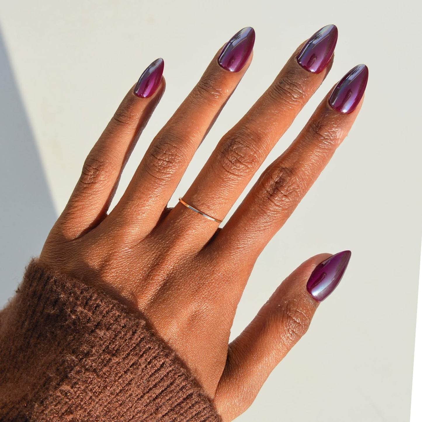 Glamnetic Press-On Nails Bundle - Cherry Glaze | 2 Short Almond & Oval Fake Nails with Deep Cherry & Purple Tones | Glossy & Glazed Finishes | Durable, Salon-Quality Nail Kits