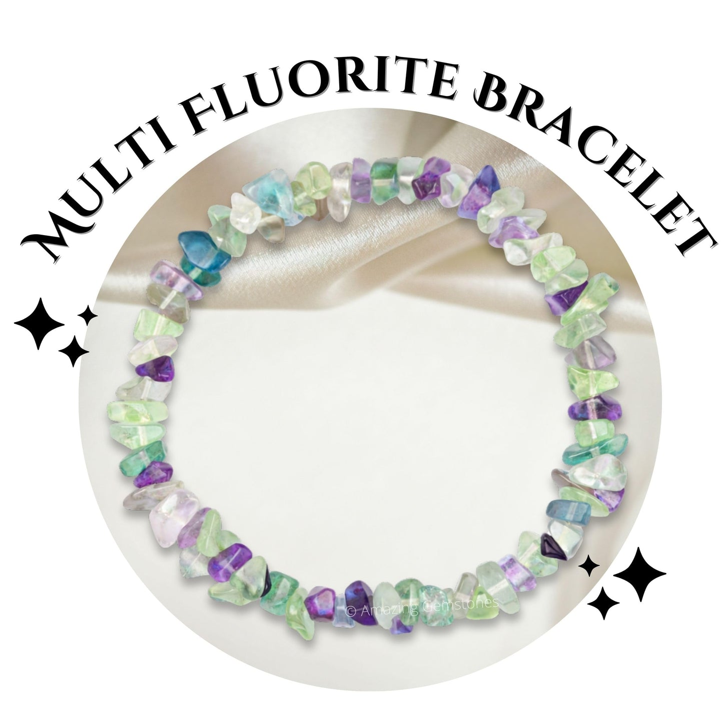 Amazing Gemstone Chips Bracelet (Multi Fluorite)